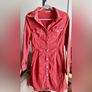Denim Button Down Dress Red Wash AG